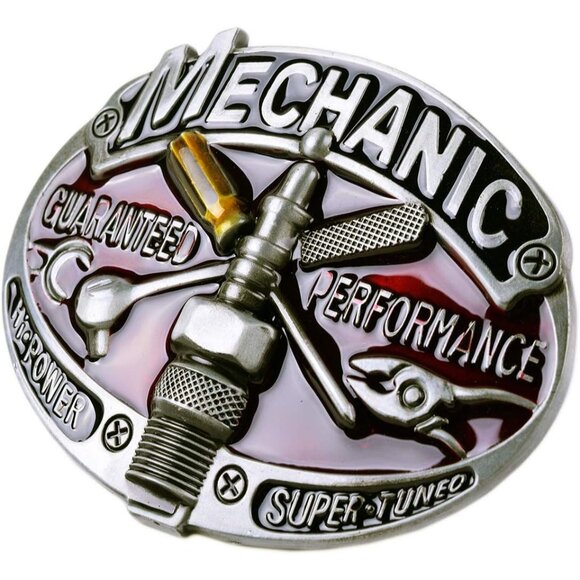 Men's Silver/black Professional Mechanic Guaranteed Performance Belt Buckles - Picture 2 of 6